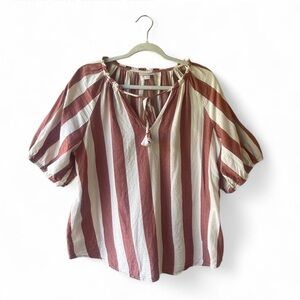 Knox Rose Red and White Striped Blouse